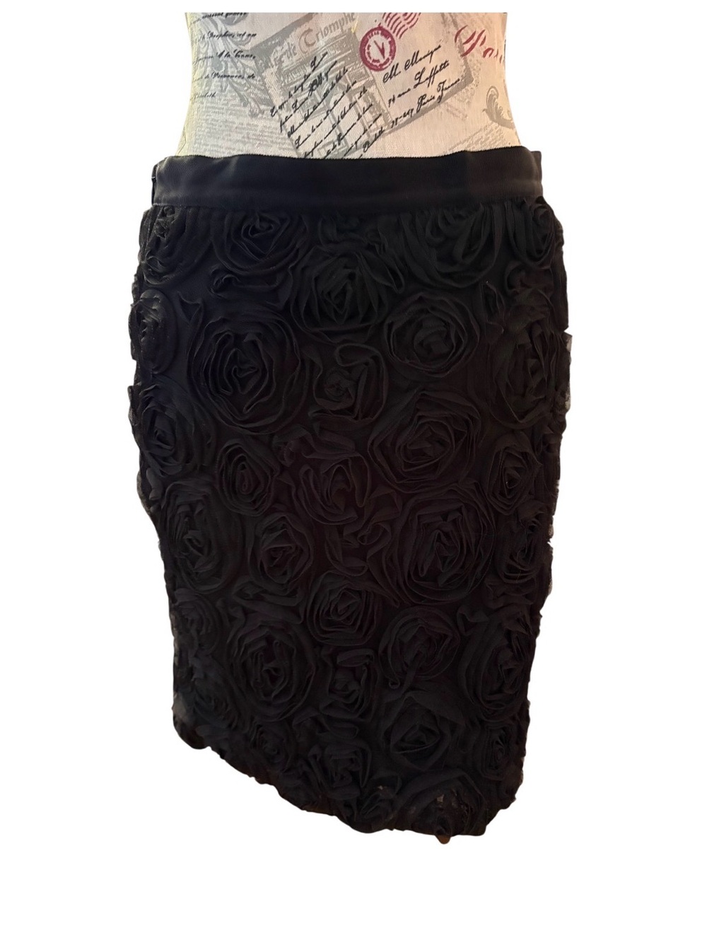 Banana Republic Black Rose-Textured Pencil Skirt